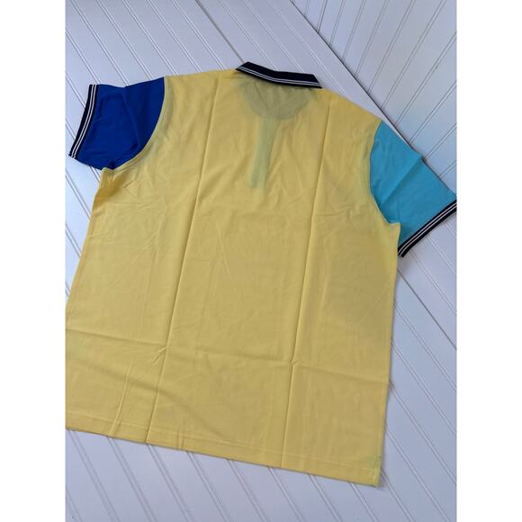 NWT Veboon Dynamic Flex Polo Shirt Mens Yellow Colorblock Moisture Wicking XL - Picture 5 of 5